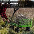 gorilla carts steel utility garden cart, 800 lb., side view