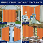 PureFit Outdoor Curtains for Patio Waterproof Weatherproof, UV Resistant Outside Curtains for Gazebo, Front Porch, Pergola, Sun Blocking Privacy Curtain, 150W x 84L inch, 1 Panel, Orange