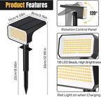 Solar Spot Lights Outdoor, [10 pack/118 LED] 4 Modes Auto On/Off Solar Landscape Spotlights, Ip67 Waterproof Solor Powered Pathway Lights for Outside Yard Garden Walkway Tree Patio (Warm White)