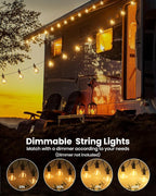 Brightown Outdoor String Lights 29 Feet G40 LED Patio Lights, Plug-in, 13 Plastic Edison Bulbs(1 Spare), Waterproof Connectable Hanging Light for Backyard Porch Balcony Party Decor, E12 Base, Black