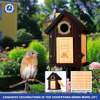 SISTERBIRD Pack of 2 Premium Bluebird Houses for Outside, All Seaons Bird Houses for Outside, Wooden Cabin Birdhouses for Outdoors, Weatherproof Courtyard Decorated Hanging Bird House