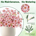 MACTING 24 Bundles Artificial Flowers for Outdoors Fake Flowers UV Resistant Faux Plastic Plants No Fade for Planters Window Box Patio Porch Garden Home Indoor Outdoor Spring Decorations,Pink