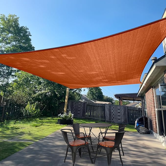 SUNLAX Sun Shade Sail 11' x 11' Terra Red Rectangle Canopy Sail Shade Cover UV Block Permeable Sunshade Outdoor for Patio Backyard Deck Pergola (We Make Custom Size)