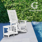 GREENVINES Outdoor Rocking Chairs | Set of 4 | Porch Rocker | HDPE Plastic | White | Oversized Rockers | High Back | Big & Tall | Ladder Back | for Patio Outside Backyard Balcony Garden