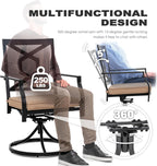NUU GARDEN Outdoor Patio Swivel Chair Set of 2, Iron Swivel Rocker Dining Chairs with Padded Cushions, Comfortable Outdoor Chairs for Patio, Garden, Backyard & Balcony, Black and Beige