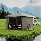 11.5x11.5FT 6-Sided Pop Up Gazebo Tent，One-Push Setup Canopy Tent with Mesh Panels & Removable Wind Cloths, Outdoor shelter for Camping, Backyard Parties, Outdoor Events - Grey