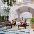Patio Chaise Lounge Chair Set of 2, Oversized Lounge Chair Outdoor with 5 Positions, HDPE, Patio Lounge Chair with Wheels & Cup Holder for Pool, Deck, Poolside,Brown