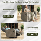 LayinSun Oversized Wicker Outdoor Swivel Glider Recliner with Adjustable Backrest & Footrest, Patio Reclining Lounge Chair