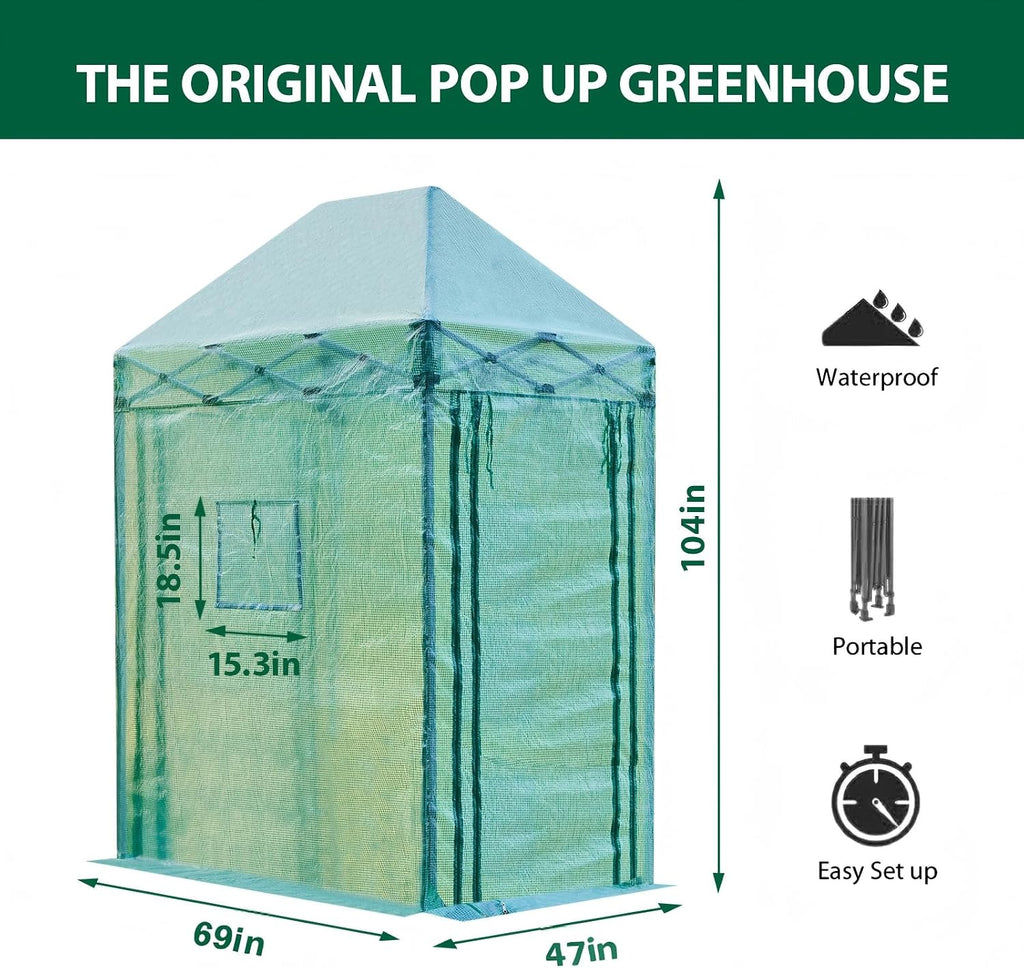 solayis pop up greenhouse, 6x4 ft portable walk shown in use