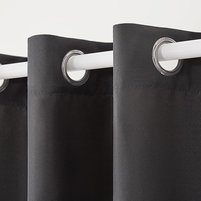 TOWN & COUNTRY BASICS Cabana Solid Heavyweight Indoor Outdoor Curtains, Light Filtering Opacity with Grommet Top, Water Repellent, 2-Pack Set, 54"x84", Charcoal