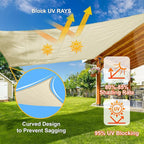 SUNLAX Sun Shade Sail 8' x 10' x 12.8' Butter Cream Rectangle Canopy Sail Shade Cover UV Block Permeable Sunshade Outdoor for Patio Backyard Deck Pergola (We Make Custom Size)