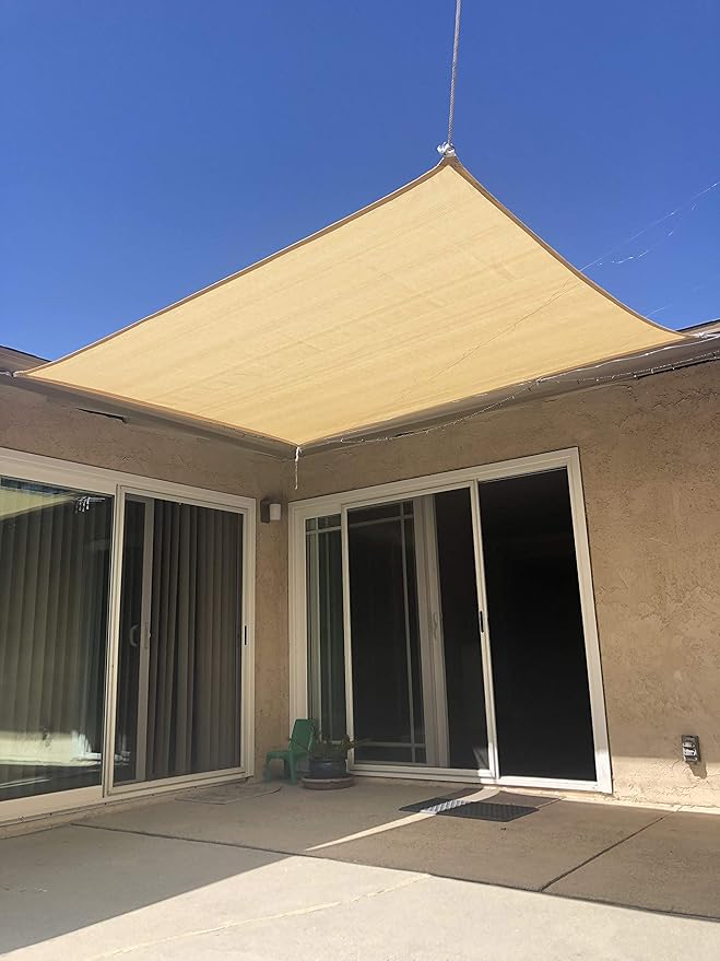 Eden's Decor Straight Flat-Edged Sun Shade Sail Rectangular 6' x 14' Wheat UV-Blocking Outdoor Canopy Fabric Cloth Awning for Pergola Patio Garden Backyard Custom Size
