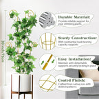 ZOUTOG Trellis for Climbing Plants Indoor 4 Pack 30 Inch,Rustproof Metal Garden Trellis for Potted Plants,Houseplant Support Indoor Outdoor for Ivy Pothos Monstera Hoya Flower Vines(Golden Round)