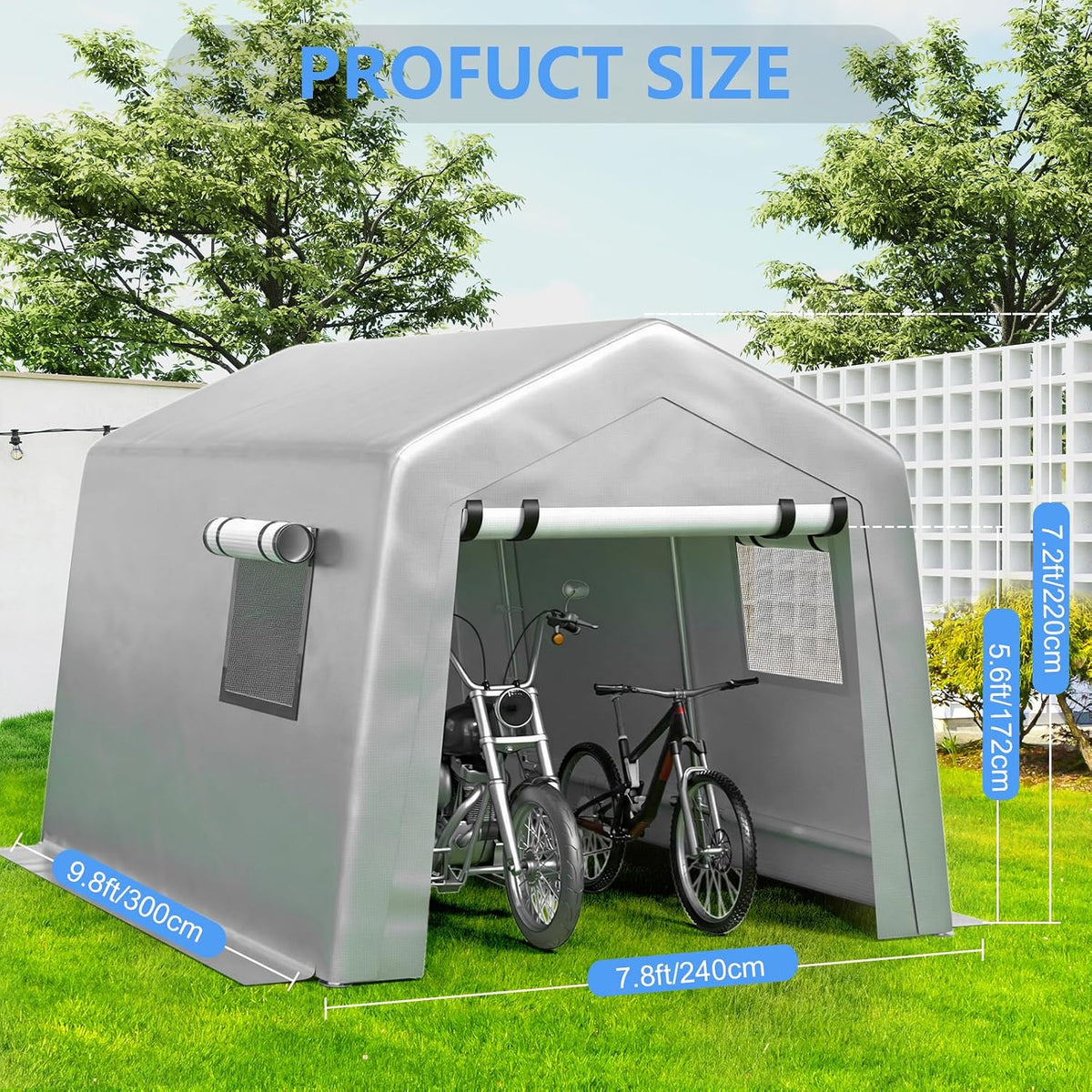 jocoevol 8x10 ft carport heavy duty tent with, close-up detail