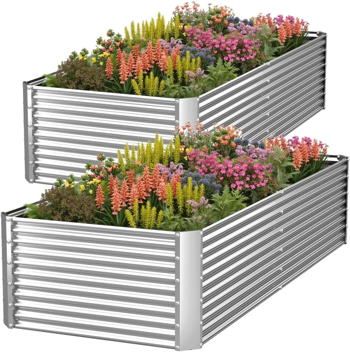 tall 8ft raised beds for gardening, corrugated galvanized, main product view