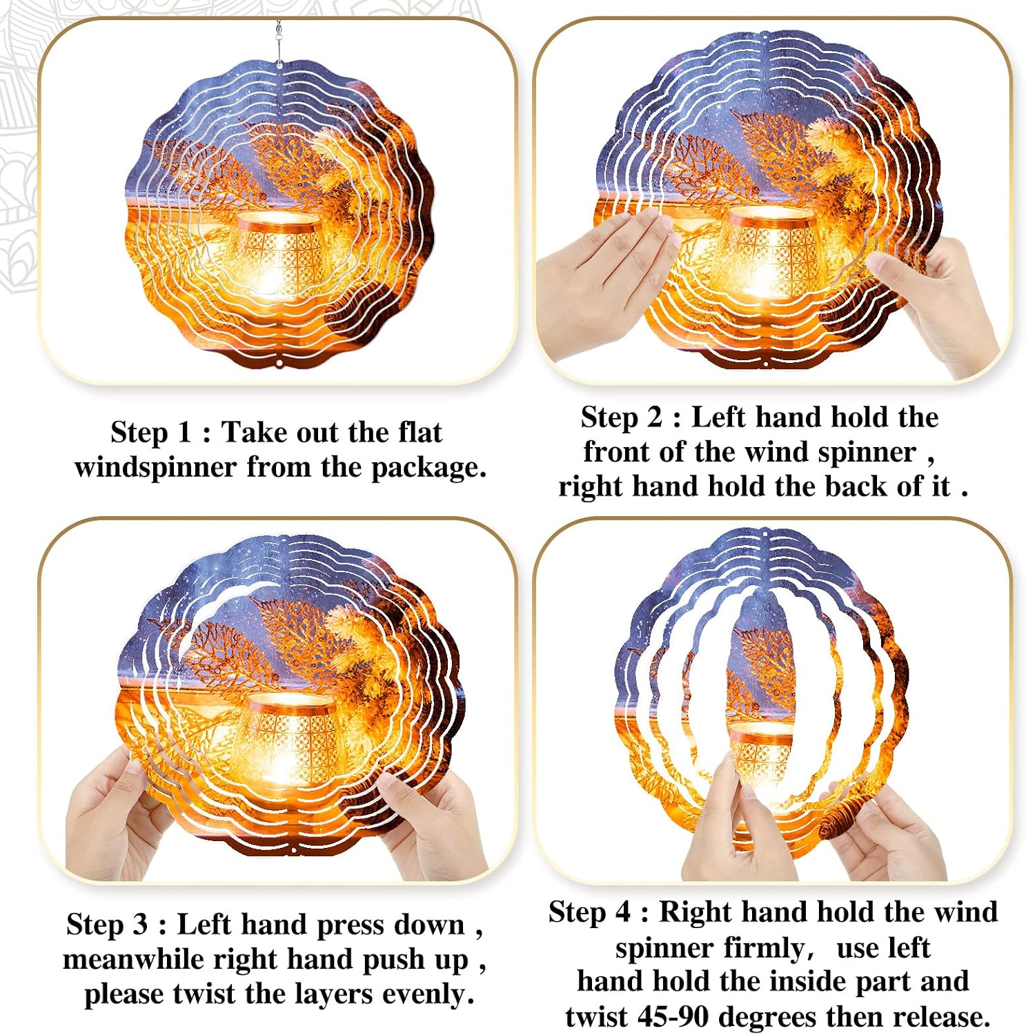 Weysat 6 Pack Sublimation Wind Spinner Blanks 3D Aluminum Wind Spinners Hanging Spinners DIY Crafts Ornaments for Indoor Outdoor Garden Yard Window Porch Front Door Decoration (12 Inch)