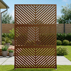 Casaphoria Metal Privacy Screen Outdoor, 72" H x 47" W Freestanding Decorative Privacy Screen for Patio Deck Balcony Garden with Stable Base, Brown-Parallel