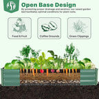 ONCEMORE Galvanized Raised Garden Bed for Vegetables Flowers Herbs, Metal Raised Garden Bed Kit with 2 PCS Tomato Cage, Gloves, Trellis Netting, Plant Labels, Plant Ties, Green 6×3×1FT