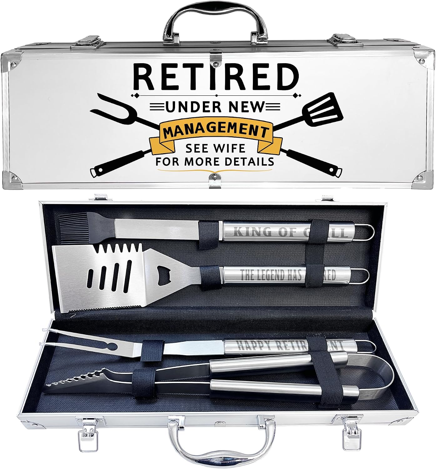 Retirement Gifts for Men, Retired Gifts for Men, Dad, Grandpa, Coworker, Teacher, Boss, Retirees Heavy Duty Grilling Accessories for BBQ, Thick Stainless Steel Grill Utensils with Non-Slip Handle Tool