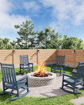 HDPE Rocking Chair Outdoor Set of 4 - Poly High Back Porch Rocker Chairs for Adults - All Weather Resistant Furniture for Patio Front Porch - Navy Blue
