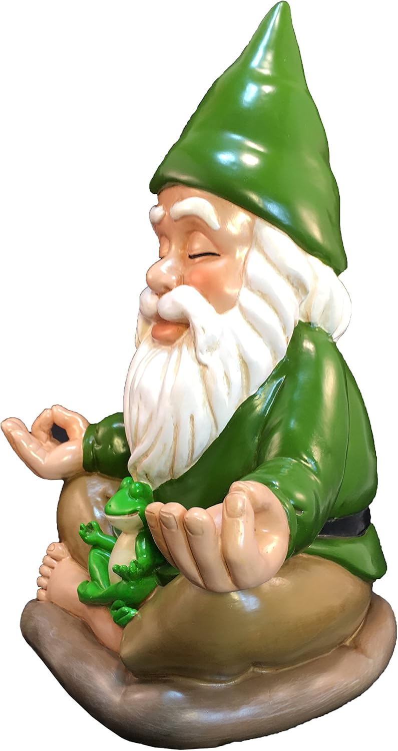 GlitZGlam Zen Gnome – Tranquility and Peacefulness for Your Fairy Garden and Garden Gnomes 9 Inches Tall Miniature Figurine