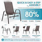 Outdoor Stackable Chairs Set of 8, Stacking Patio Chairs with Textilene Fabric, Outside Furniture for Garden Backyard Balconie Poolside Deck, Brown