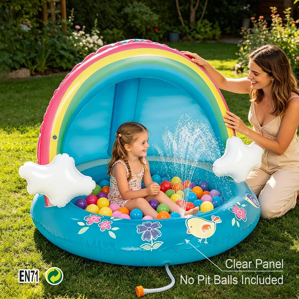Baby Pool, Rainbow Splash Pool with Canopy, Spray Pool of 40 Inches, Water Sprinkler for Kids, for Ages 1-3