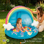 Baby Pool, Rainbow Splash Pool with Canopy, Spray Pool of 40 Inches, Water Sprinkler for Kids, for Ages 1-3