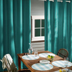 Town & Country Basics Cabana Solid Heavyweight Indoor Outdoor Curtains, Light Filtering Opacity with Grommet Top, Water Repellent, 2-Pack Set, 54"x63", Dark Teal