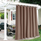 RYB HOME Extra Wide Outdoor Curtains for Patio Waterproof Heavy Duty Thermal Insulated in Summer Full Coverage Privacy for Porch, Gazebo & Pergola, W100 x L84, Mocha, 1 Panel