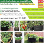 3-Pack 40 Gallon Thickened Plant Grow Bags Large (28x16 in) Heavy Duty Garden Bag Fabric Plant Pots for Potato,Tomato Planter,Herbs Veggies Planting,Flower Pots,Barrel Planter,Leaf Bag,Yard Waste Bags