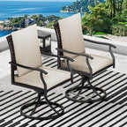 LEVELEVE 5 Piece Outdoor Patio Dining Set with 4 Swivel Dining Chairs & 1 Large Round Dining Table,Bistro Furniture Set for Lawn, Garden, Deck, Backyard and Porch