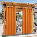 NICETOWN Canvas Outdoor Curtains Decor 95" Long for Patio Waterproof, Rustproof Grommet Outside/Indoor Window Drapes for Porch/Cabana, Orange, W55 x L95, Set of 2