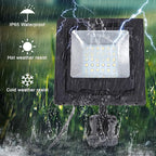 Solar Lights Outdoor Waterproof with 16FT Cord Dusk to Dawn 4400mAh LED Flood Light 6000K Security Lighting for Outside, Flag Pole, Porch, Shed (White 2 Pack)