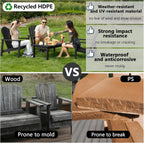 Compact Stackable Adirondack Chairs Set of 4,HDPE,Black | 26.3" Wide HDPE,380lb,All-Weather Outdoor.Maintenance-Free.Stackable for Storage.25°Curved Straight Backrest.Quick Assembly