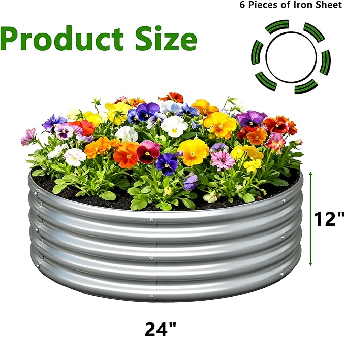 3PCS 3x3x1FT Galvanized Raised Garden Bed Kit,Vegetable Boxes-Round Metal Flower Box,Large Planter Raised Beds Outdoor Garden for Planting,Fruit,Herb-Silver