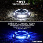 SIEDiNLAR Solar Driveway Lights Outdoor, 16 LEDs with 9 Modes RGB (12 Pack) | Solar-Powered, Waterproof Dock Marker and Deck Lights for Driveways, Steps, Walkways, Paths, Ground, Yards and Garden Safety