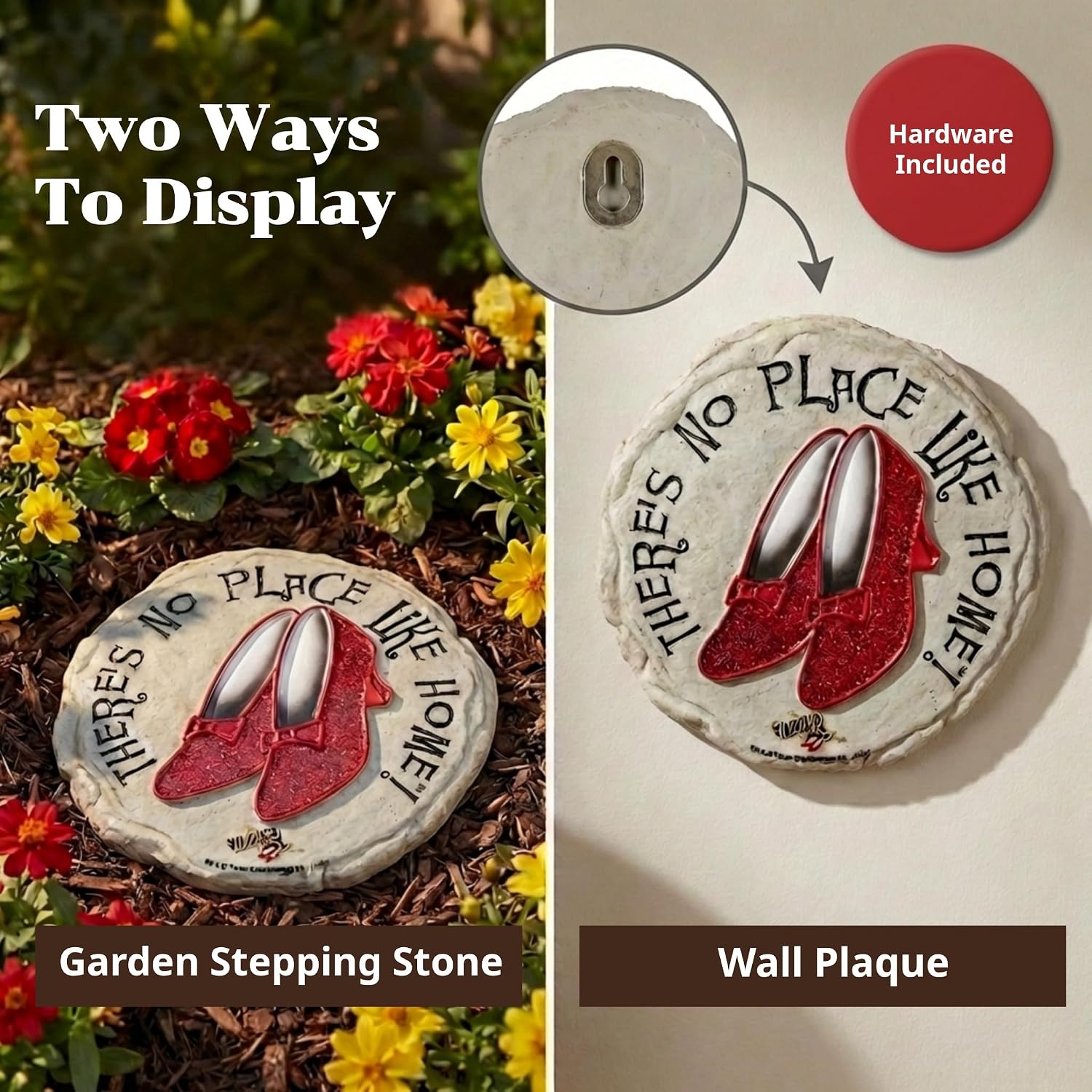 Spoontiques Ruby Slippers Stepping Stone - Wizard of Oz Decorative Garden Stone for Yard, Patio, Garden or Walkway - Outdoor or Indoor Home Decor