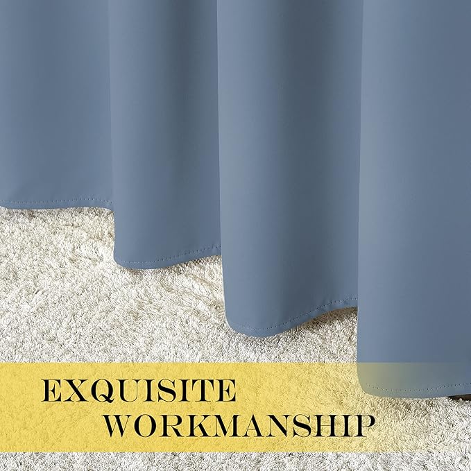 NICETOWN Blackout Sliding Glass Door Curtains, Room Darkening Thermal Insulated Curtains for Living Room Bedroom, Extra Wide Window Drapes, 1 Panel, W80 x L118, Stone Blue