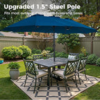 SUPERJARE 13FT Outdoor Umbrella for Patio, Double sided Pool Umbrellas with Fade Resistant Canopy, Large Table Umbrella for Deck, Market, Backyard - Navy Blue