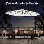 Garvee 10 ft Cantilever Patio Umbrella with Solar Lights, 360° Rotation Offset Umbrella, Easy Crank & Tilt Adjustment, UV Protection for Backyard, Poolside, Deck -Beige
