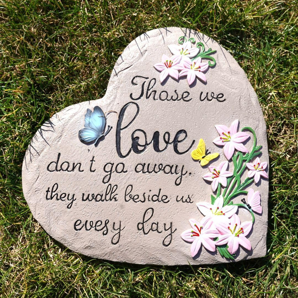 Heart Shaped Memorial Garden Stones, 10 inches Sympathy Garden Stone for Loved One, in Memory of Loved one Gifts, Resin Garden Stepping Stones Outdoor, Memorial Gifts (Heart Butterfly)