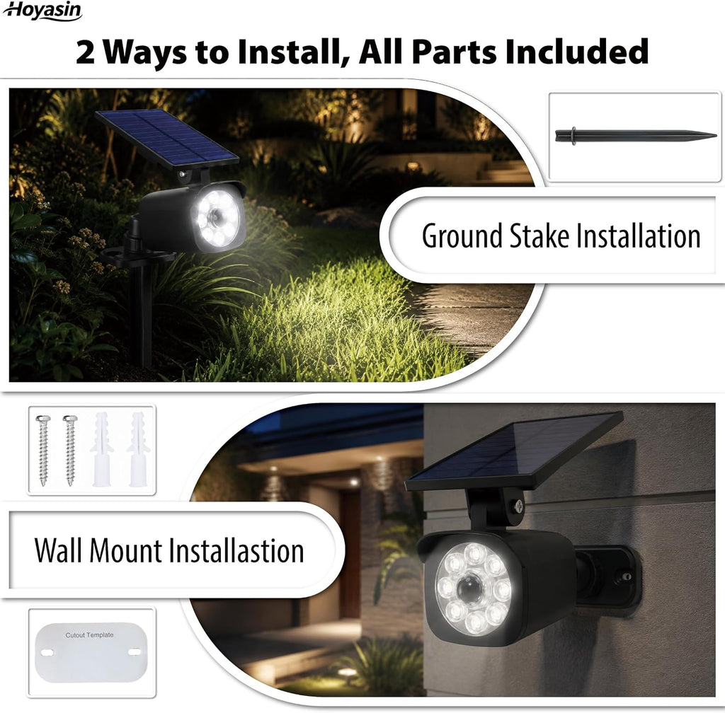 Solar Motion Light Outdoor, Solar Spotlight with Motion Sensor | IP67 Waterproof Solar Security Light, 360° Rotatable, Wall Mount or Ground Stake for Yard, Garden, Driveway (1 Pack, 1300LM)