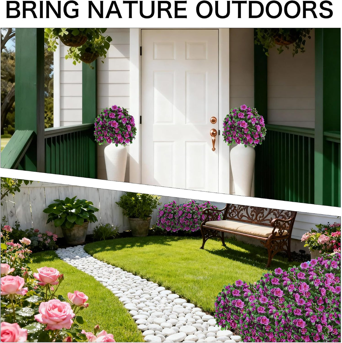 outdoor artificial flowers,faux shrubs topiary ball set of, package contents