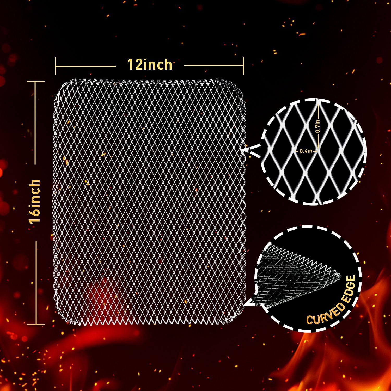 10 Pcs Disposable Grill Topper,16x12 Inch Grill Mesh Mat Disposable Pans,Non-Stick BBQ Aluminum Mats for Outdoor Grills, Easy to Clean