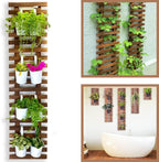 ShopLaLa Wall Planter for Climbing Plants Outdoor - Wooden Hanging Living Vertical Garden Outdoor Indoor Plant Stand Large Tall Long Ladder Vinyl Plant Hanger for Hanging Flower Pots 59" (150cm)
