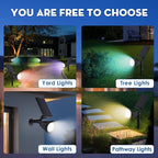 Solar Spot Lights Outdoor, 2-in-1 Wall Mount & Ground Stake 18 LEDs with 2 Lighting Modes, 7 Colors Changing, IP65 Waterproof Solar Landscape Lights for Garden, Pathway, Yard, Patio (1 Pack)