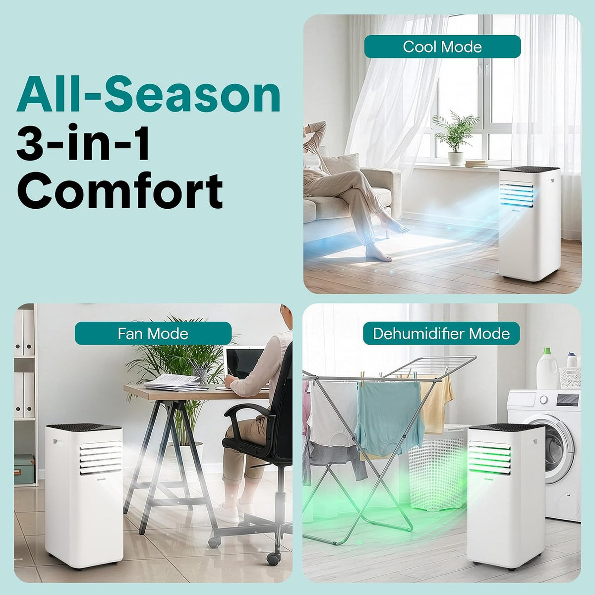 serenelife small air conditioner portable 10,000 btu with, side view