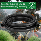 1/2 Inch Pond Tubing – 10ft Heavy Duty PVC Corrugated Pond Hose with 2 Stainless Steel Hose Clamps, Kink-Proof Black Pump Tubing for Garden Ponds, Waterfalls, Filters & Drainage