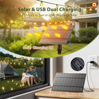 addlon 100FT Solar String Lights Outdoor with Remote, 54 LED Shatterproof Bulbs, Dimmable & Timable, 3 Light Modes, G40 Waterproof Solar String Lights for Outside Backyard Party Decor